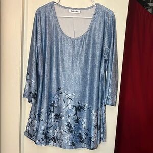 Blue 3/4 Sleeve Relaxed Tunic